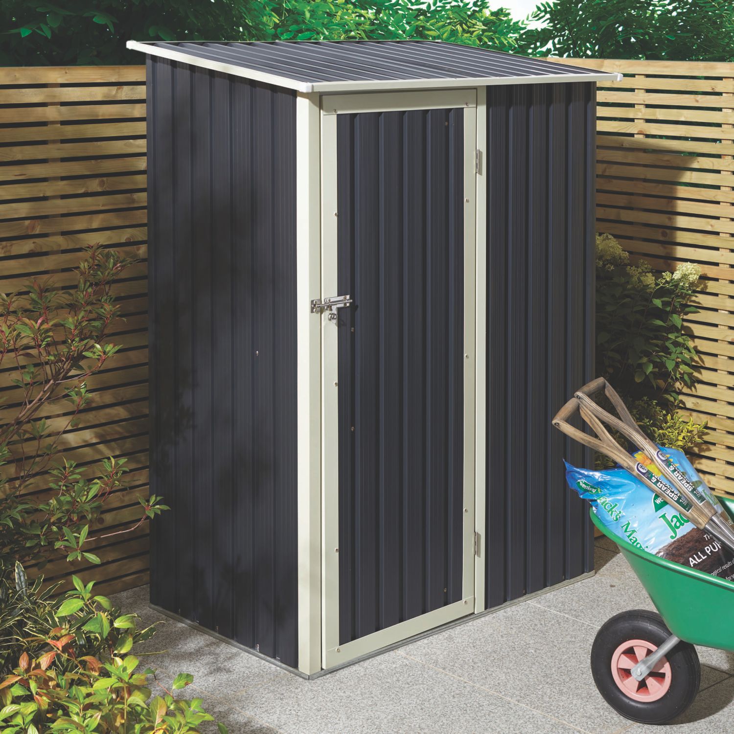 Rowlinson Trentvale 4' 6" x 2' 6" (Nominal) Pent Metal Shed Dark Grey (893CL)