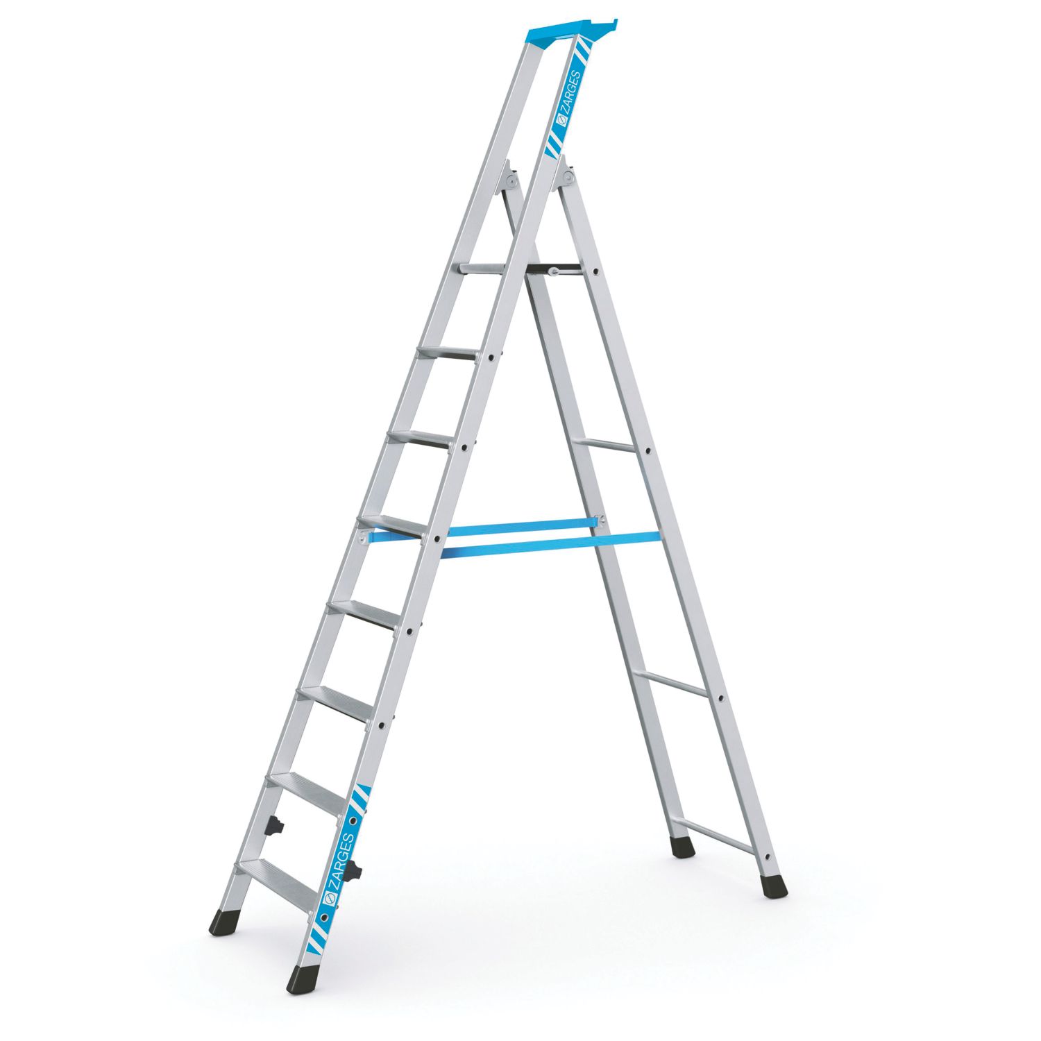 Zarges Aluminium 2.29m 8 Step Platform Step Ladder (893CP)