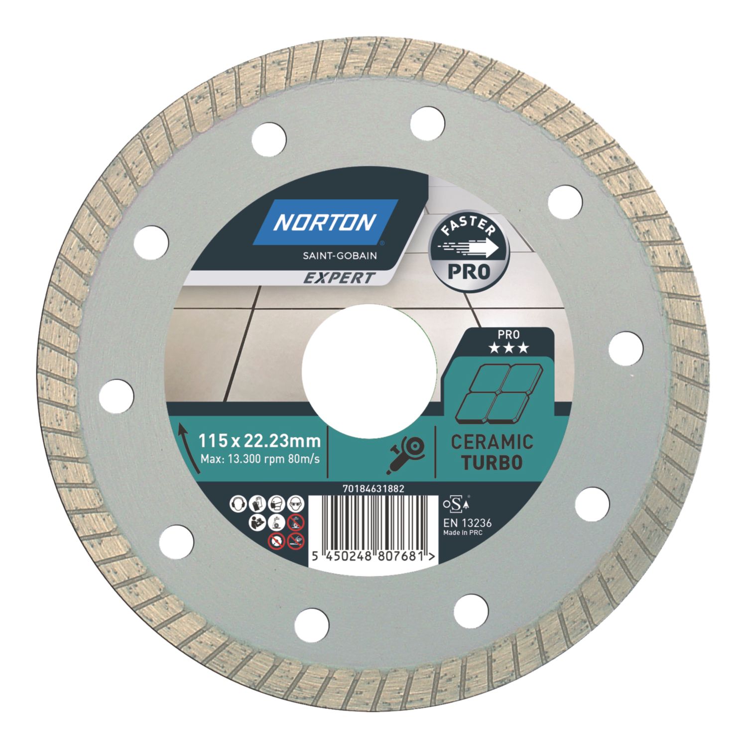Norton Expert 70184631882 Multi-Material Diamond Blade 115mm x 22.23mm (893EC)