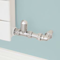 Flomasta  1/2" x 15mm Chrome Straight & L/S Modern Thermostatic Radiator Valve & Lockshield