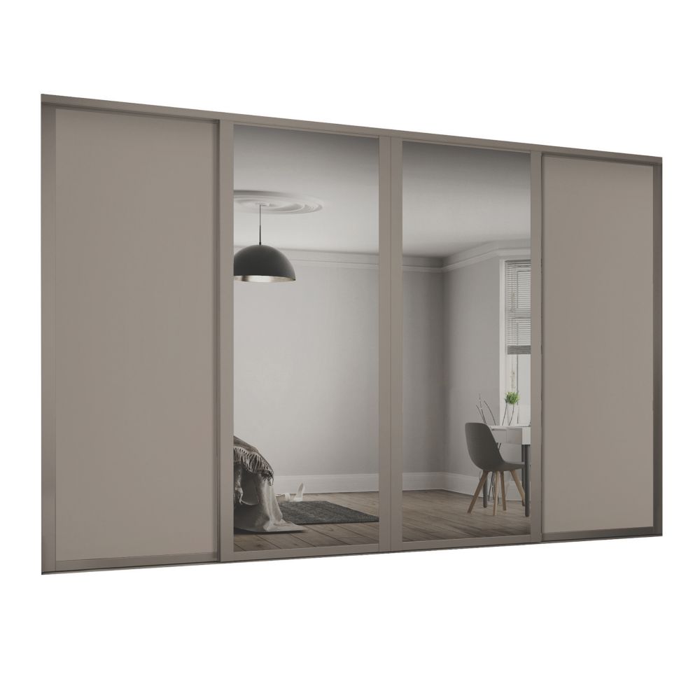 Spacepro Shaker 4 Door Sliding Wardrobe Door Kit Stone Grey