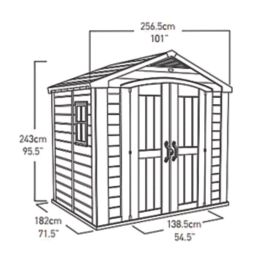 Keter Factor 8' 6" x 6' (Nominal) Apex Resin Shed Brown