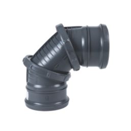 FloPlast  Push-Fit 0-90° Double Socket Adjustable Pipe Bend Anthracite Grey 110mm