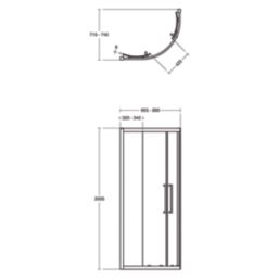 Ideal Standard I.life Semi-Framed Offset Quadrant Shower Enclosure Non-Handed Silver 760mm x 900mm x 2005mm
