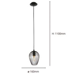 Eglo Newtown 160mm Single Pendant Light Black