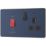 British General Evolve 45A 2-Gang 2-Pole Cooker Switch & 13A DP Switched Socket Blue with LED with Black Inserts