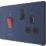 British General Evolve 45A 2-Gang 2-Pole Cooker Switch & 13A DP Switched Socket Blue with LED with Black Inserts