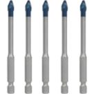 Bosch Expert HEX-9 Hex Shank Tungsten Carbide Tile & Glass Drill Bits 6mm x 90mm 5 Pack