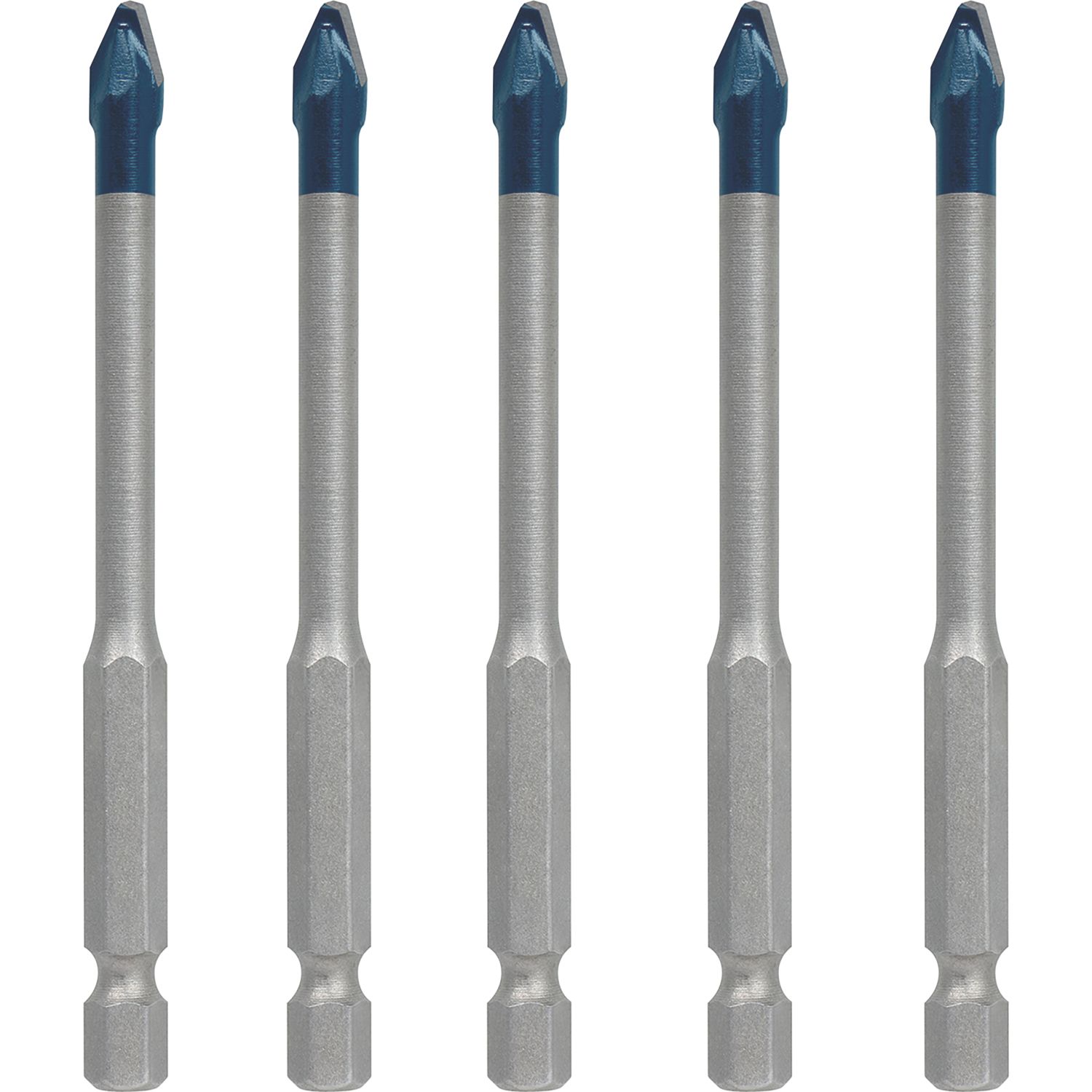 Bosch Expert HEX-9 Hex Shank Tungsten Carbide Tile & Glass Drill Bits 6mm x 90mm 5 Pack (893RT)