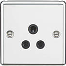 Knightsbridge CL5APC 5A 1-Gang Unswitched Socket Polished Chrome with Black Inserts
