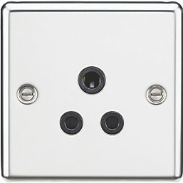 Knightsbridge  5A 1-Gang Unswitched Socket Polished Chrome with Black Inserts