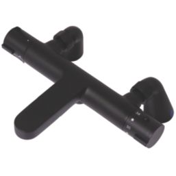 ETAL Orhan Matt Black 40mm Deck Mounted Dual Control Thermostatic Shower Mixer Tap