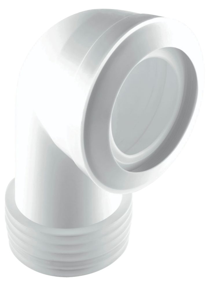 McAlpine MACFIT Rigid 90° Angled WC Short Pan Connector White 235mm