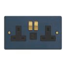 Varilight  13A 2-Gang SP Switched Socket + 3A 45W 2-Outlet Type C USB Charger Midnight Blue with Black Inserts