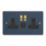 Varilight  13A 2-Gang SP Switched Socket + 3A 45W 2-Outlet Type C USB Charger Midnight Blue with Black Inserts