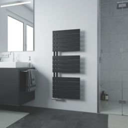 Ximax 1195mm x 500mm 2109BTU Black Flat Designer Towel Radiator