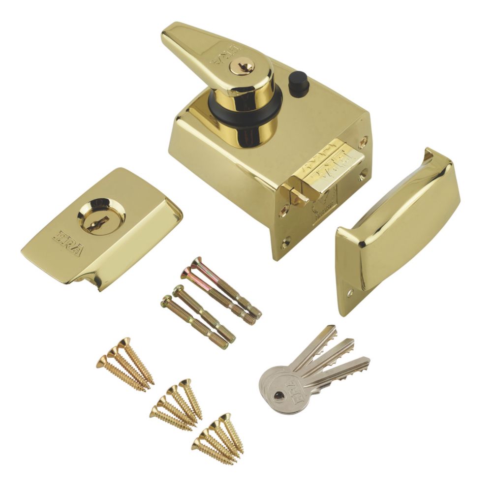 ERA 193031 Double Locking Night Latch Brass 60mm Backset Screwfix