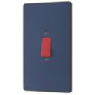 British General Evolve 45A 2-Gang 2-Pole Cooker Switch Blue with LED with Black Inserts