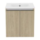 Newland  Double Door Wall-Mounted Vanity Unit with Basin Effect Natural Oak 500mm x 450mm x 540mm