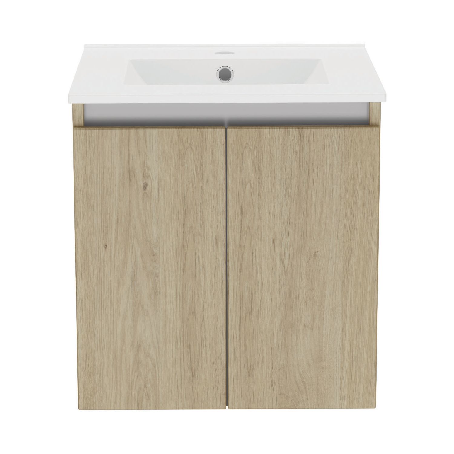 Newland Double Door Wall-Mounted Vanity Unit with Basin Effect Natural Oak 500mm x 450mm x 540mm (894RN)