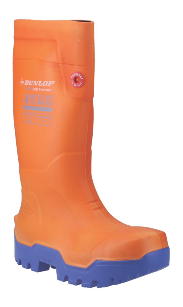 Dunlop Fieldpro Thermo+ Size 11 Orange Safety Wellies - Screwfix