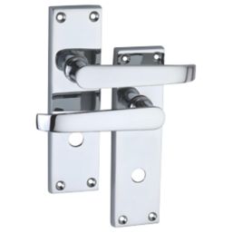 Smith & Locke  Fire Rated WC Door Handles Pair Polished Chrome