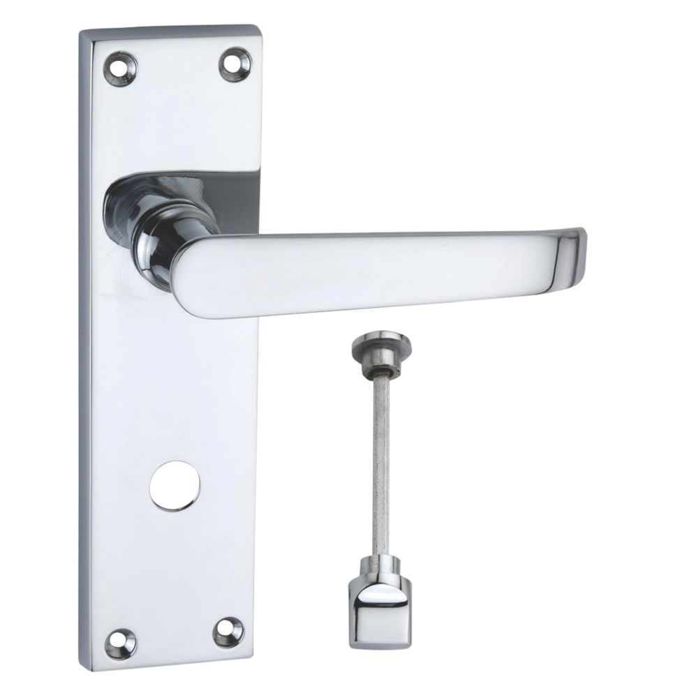 Smith & Locke Long Victorian Fire Rated WC Door Handles Pair Polished ...
