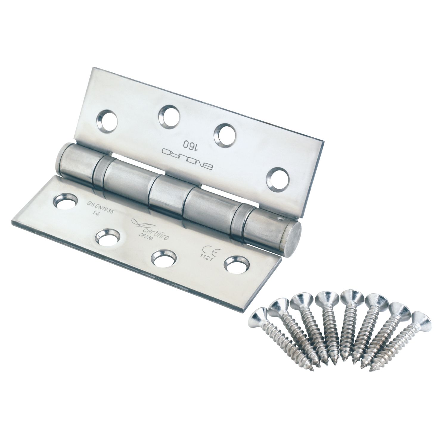Eurospec Polished Stainless Steel Grade 14 Fire Rated Thrust Bearing Hinges 102mm x 76mm 2 Pack (8959J)