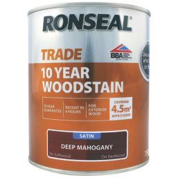 Ronseal 750ml Deep Mahogany Satin Water-Based Exterior Wood Stain