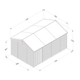 Forest Beckwood 14' 6" x 10' (Nominal) Reverse Apex Shiplap Timber Shed with Base & Assembly