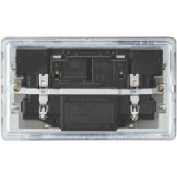 Knightsbridge  13A 2-Gang SP Switched Socket + 4.0A 20W 2-Outlet Type A & C USB Charger Polished Chrome with Grey Inserts