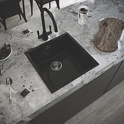 ETAL Comite 1 Bowl Composite Kitchen Sink Gloss Black 440mm x 440mm