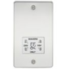 Knightsbridge  2-Gang Dual Voltage Shaver Socket 115 V / 230V Polished Chrome with White Inserts