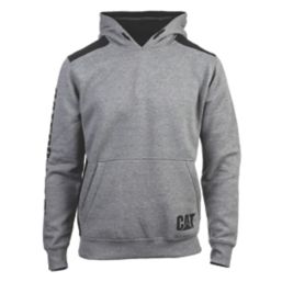 CAT Logo Panel Hooded Sweatshirt Dark Heather Grey 4X Large 58-60" Chest