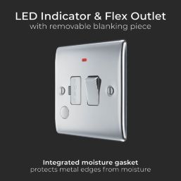 British General Nexus Metal 13A Switched Fused Spur & Flex Outlet with LED Polished Chrome