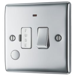 British General Nexus Metal 13A Switched Fused Spur & Flex Outlet with LED Polished Chrome