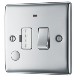 British General Nexus Metal 13A Switched Fused Spur & Flex Outlet with LED Polished Chrome