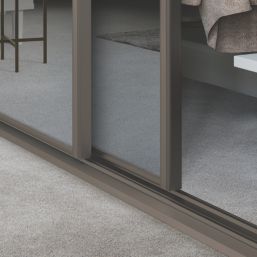 Spacepro Classic 3-Door Sliding Wardrobe Door Kit Stone Grey Frame Mirror Panel 2216mm x 2260mm