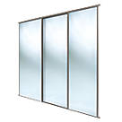 Spacepro Classic 3-Door Sliding Wardrobe Door Kit Stone Grey Frame Mirror Panel 2216mm x 2260mm