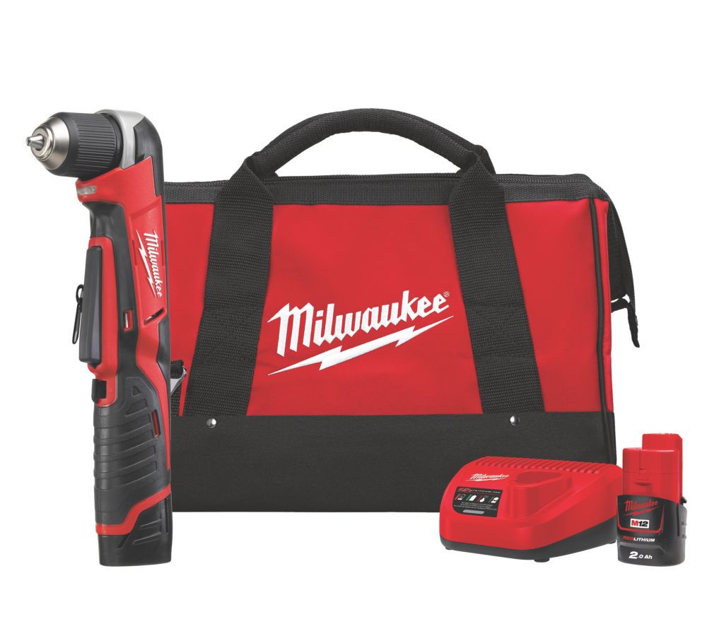 Milwaukee C12 RAD-202B 12V 2 x 2.0Ah Li-Ion RedLithium Brushless Cordless  Right-Angled Drill - Screwfix