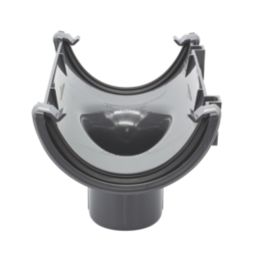 FloPlast  uPVC Round Gutter Running Outlet Anthracite Grey 112mm x 68mm