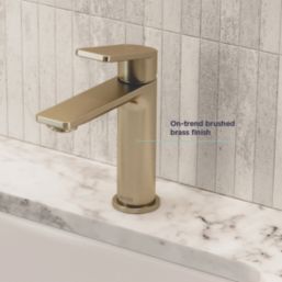Bristan Frammento Brushed Brass 170mm Standard Lever Mono Basin Mixer Tap  With Clicker Waste