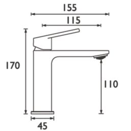 Bristan Frammento Brushed Brass 170mm Standard Lever Mono Basin Mixer Tap  With Clicker Waste