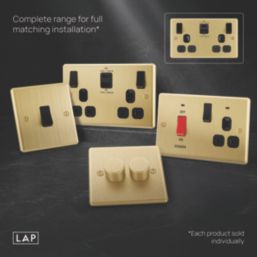 LAP  13A 2-Gang SP Switched Socket + 3A 45W 2-Outlet Type A & C USB Charger Satin Brass with Black Inserts