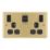 LAP  13A 2-Gang SP Switched Socket + 3A 45W 2-Outlet Type A & C USB Charger Satin Brass with Black Inserts