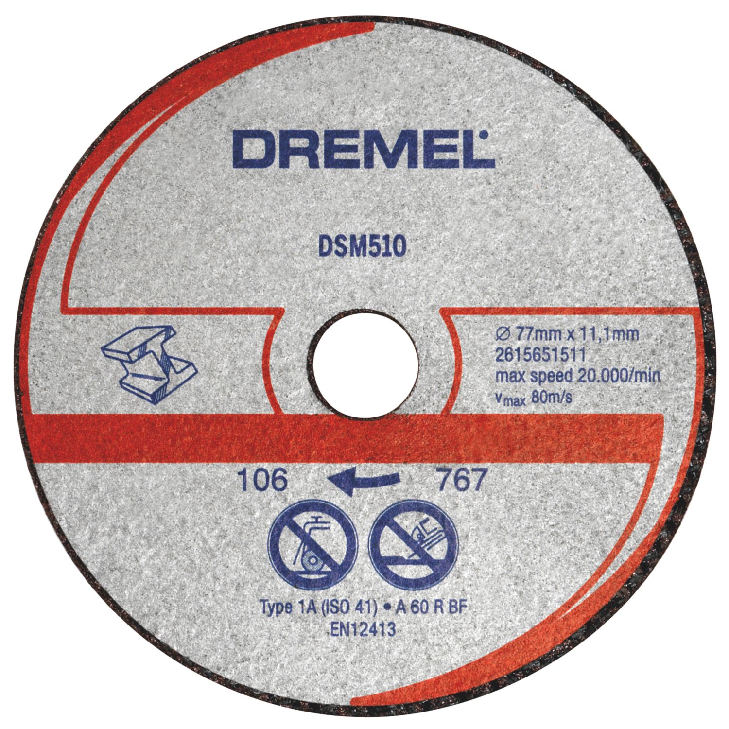 Dremel DSM510 Multi-Material Compact Saw Cutting Wheel 77mm (3") x 11.1mm 3 Pack (896PK)