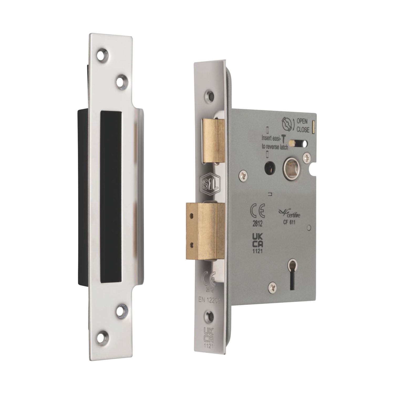 Smith & Locke Fire Rated 5 Lever Polished Chrome Architectural Sash Lock 65mm Case - 44mm Backset (896PX)