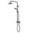 Meda Gravity-Pumped Flexible Exposed Black Thermostatic Bar Mixer Shower