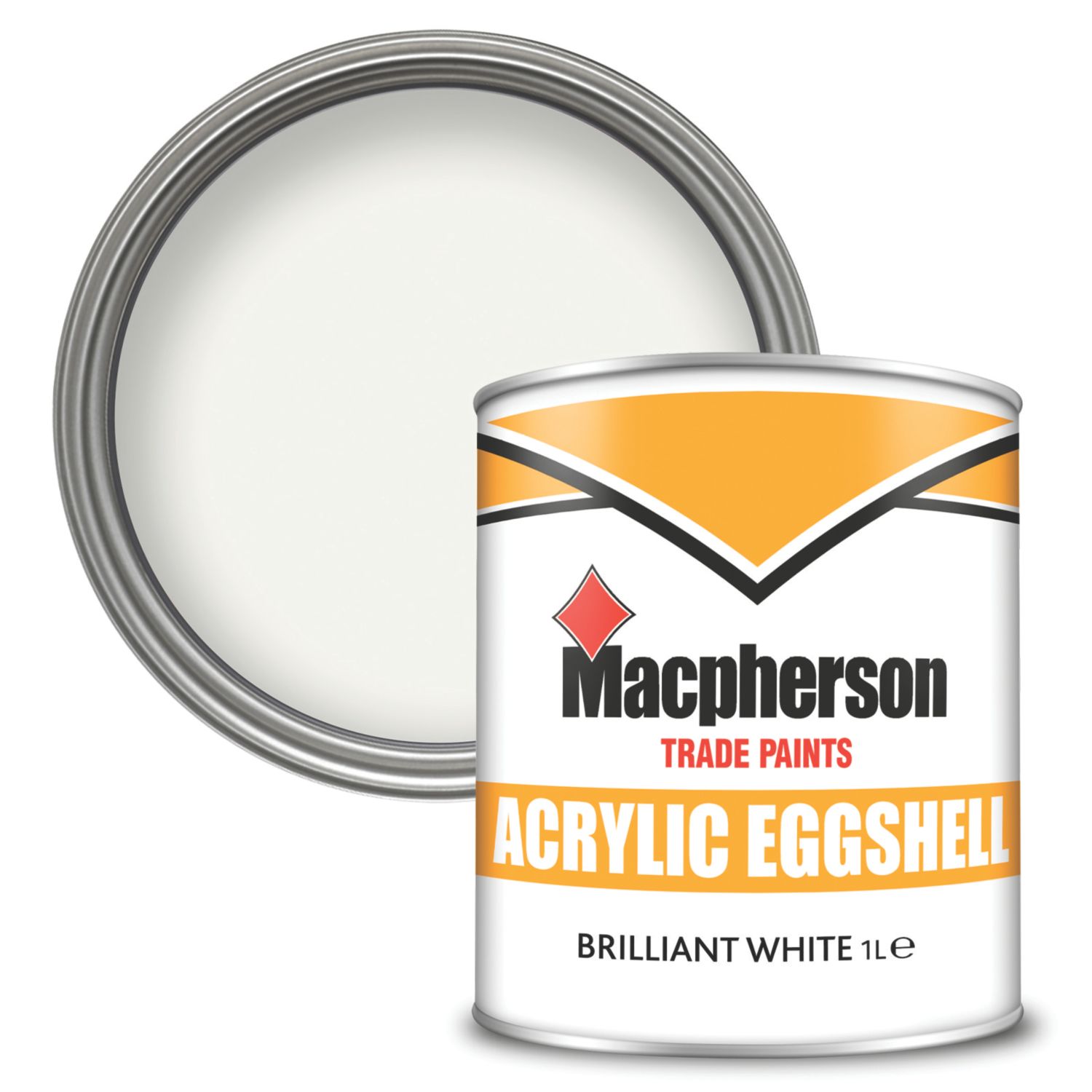 Macpherson 1Ltr Brilliant White Eggshell Emulsion Trim Paint (896TA)