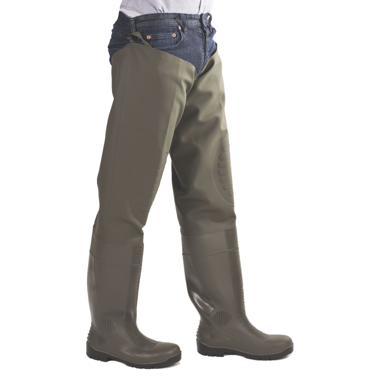 Amblers Forth Size 10.5 Green Safety Thigh Waders (896XT)